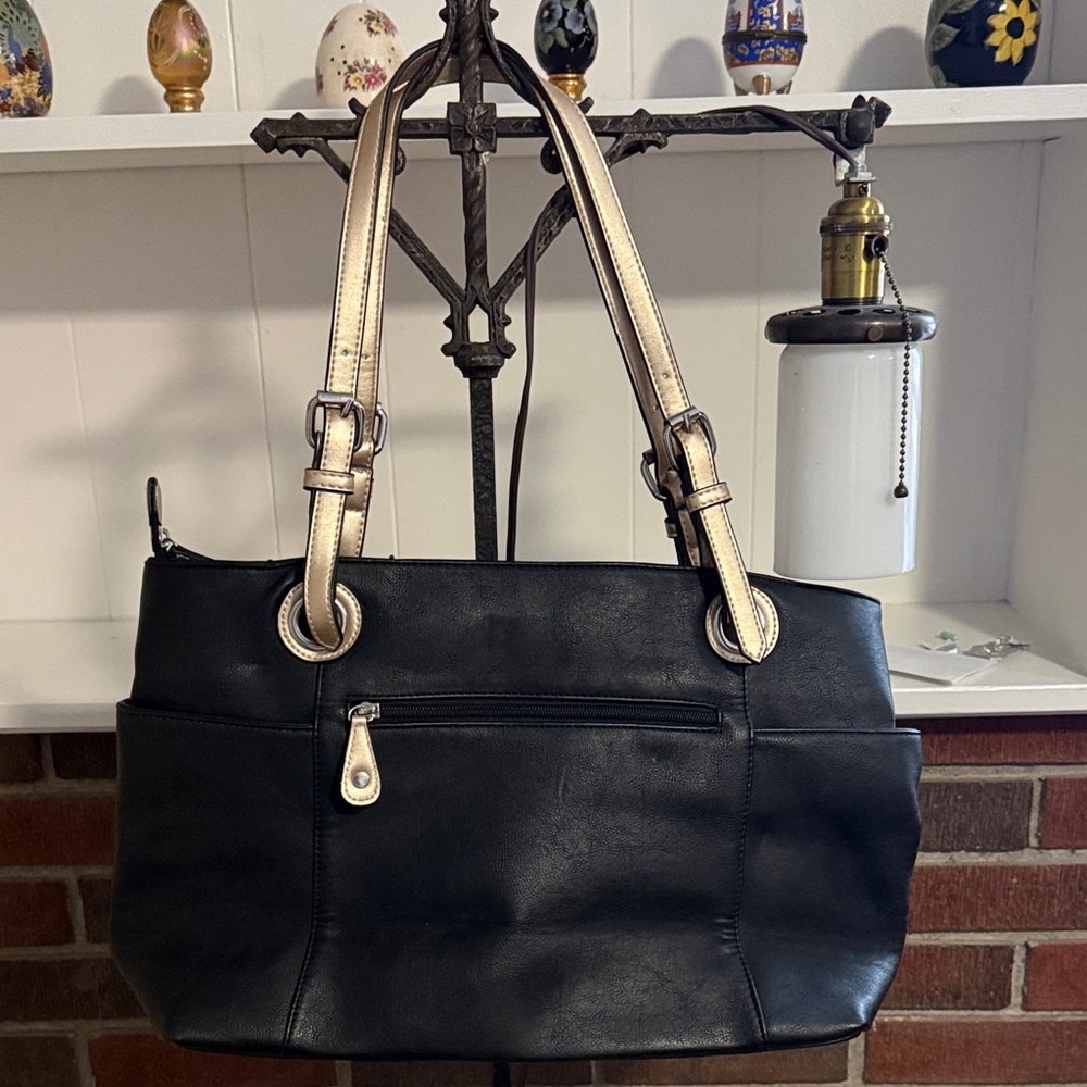 Elegant Black Leather Tote Bag